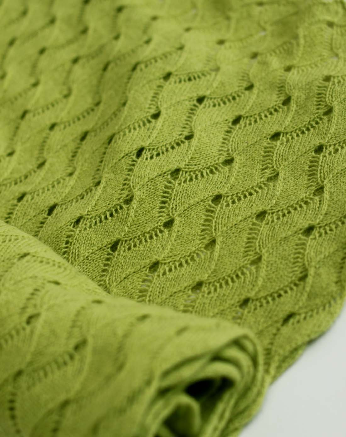 女款浅绿色纯羊绒针织水波纹围巾