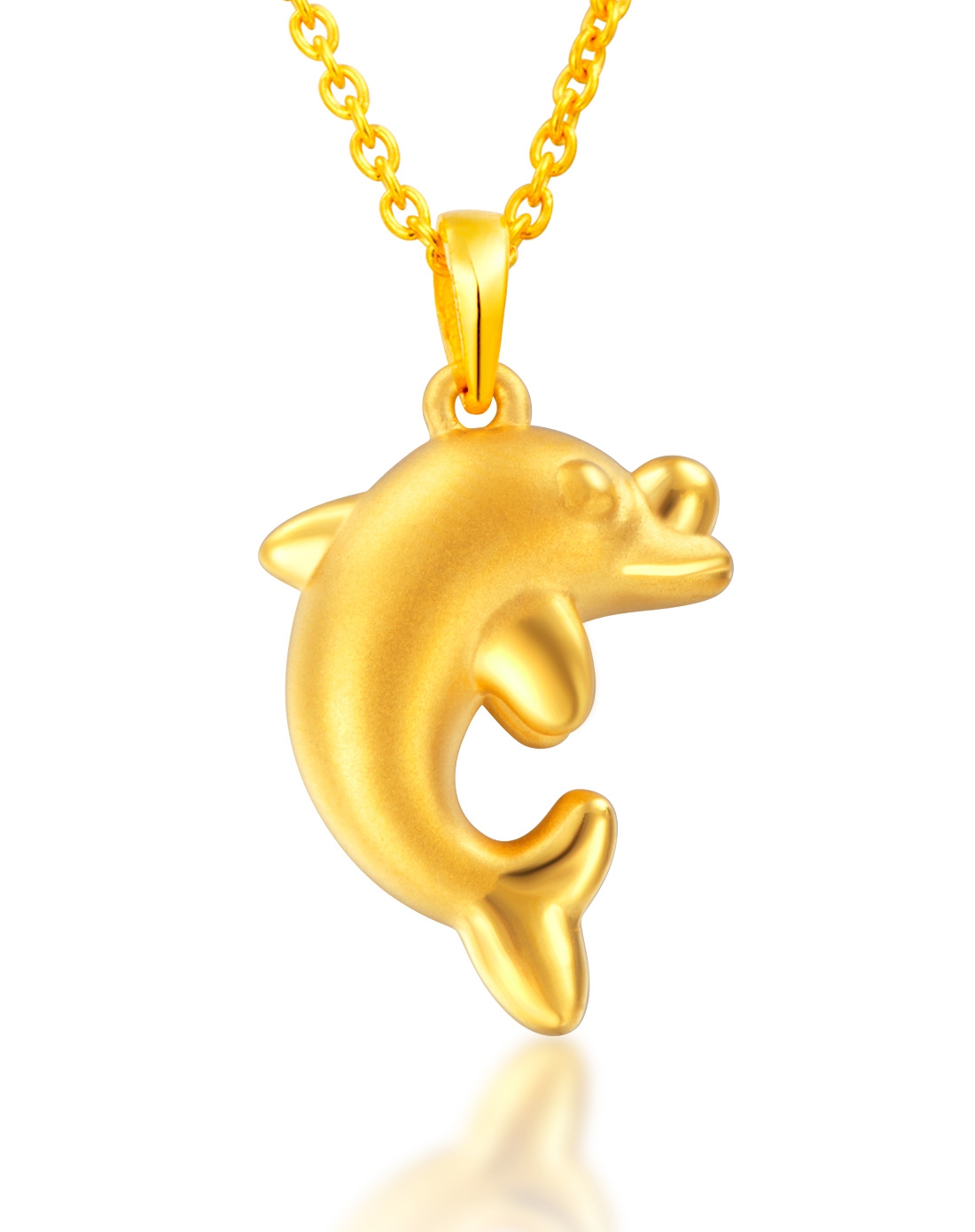 六福珠宝lukfook jewellery专场-足金立体海豚黄金吊坠