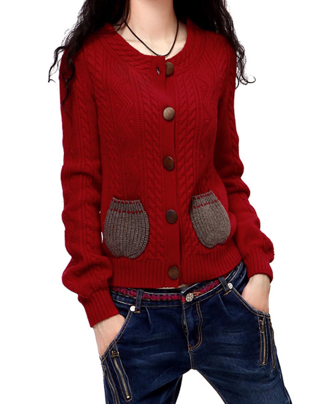 100%全<em>羊毛衫</em>女<em>开衫</em>毛衣<em>外套</em>