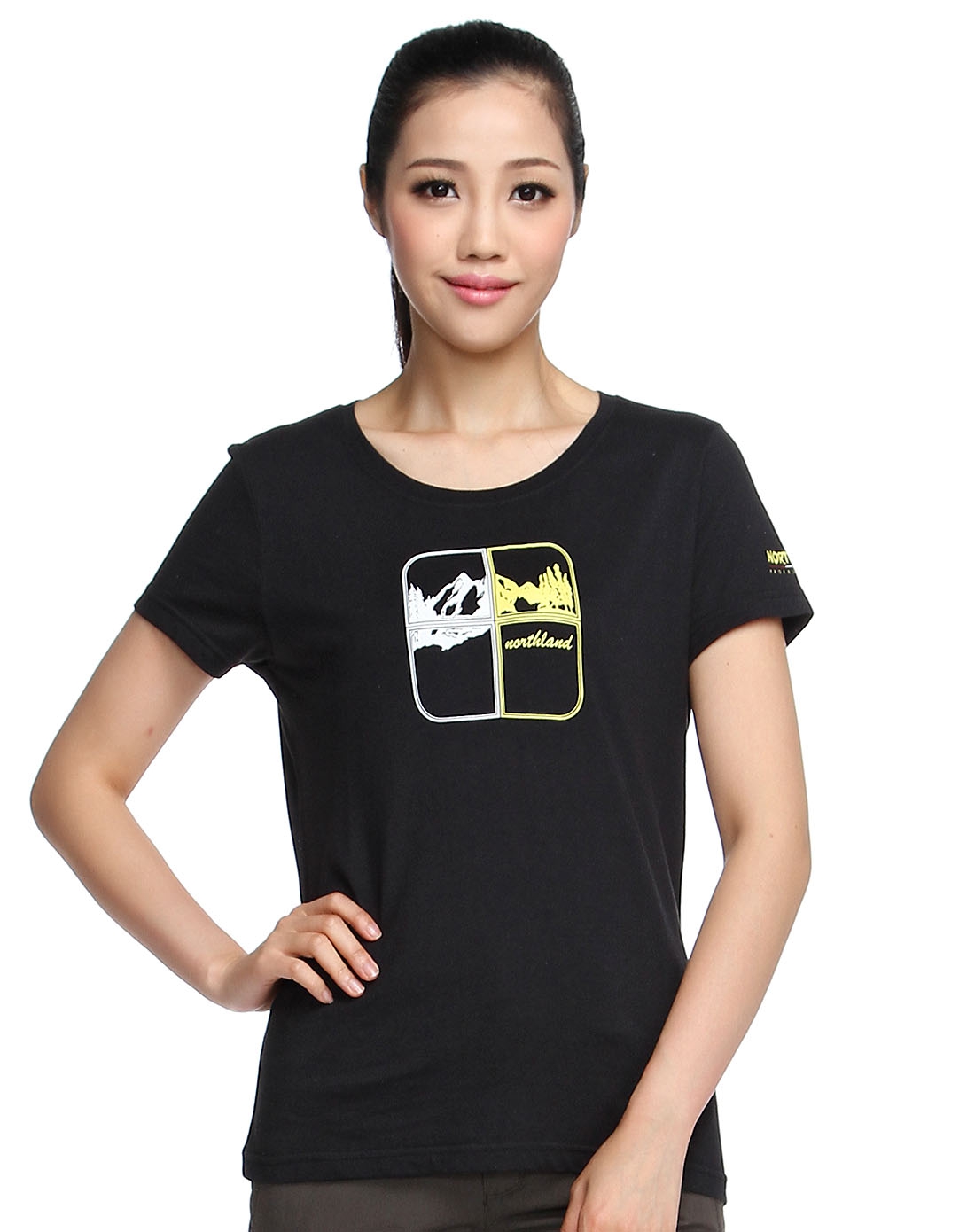 诺诗兰northland专场女款黑色萤火虫短袖t恤gl1