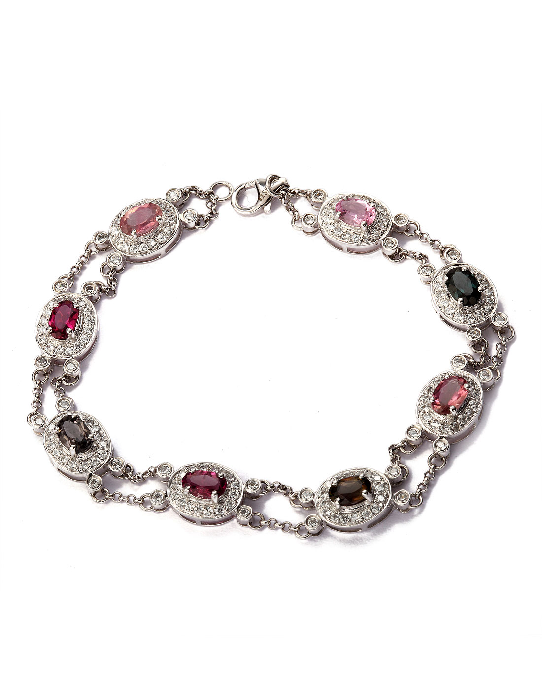 场s925银镶碧玺手链_唯品