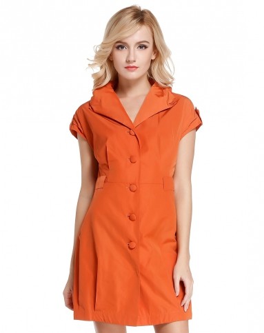 暗橙色简约时尚短袖风衣