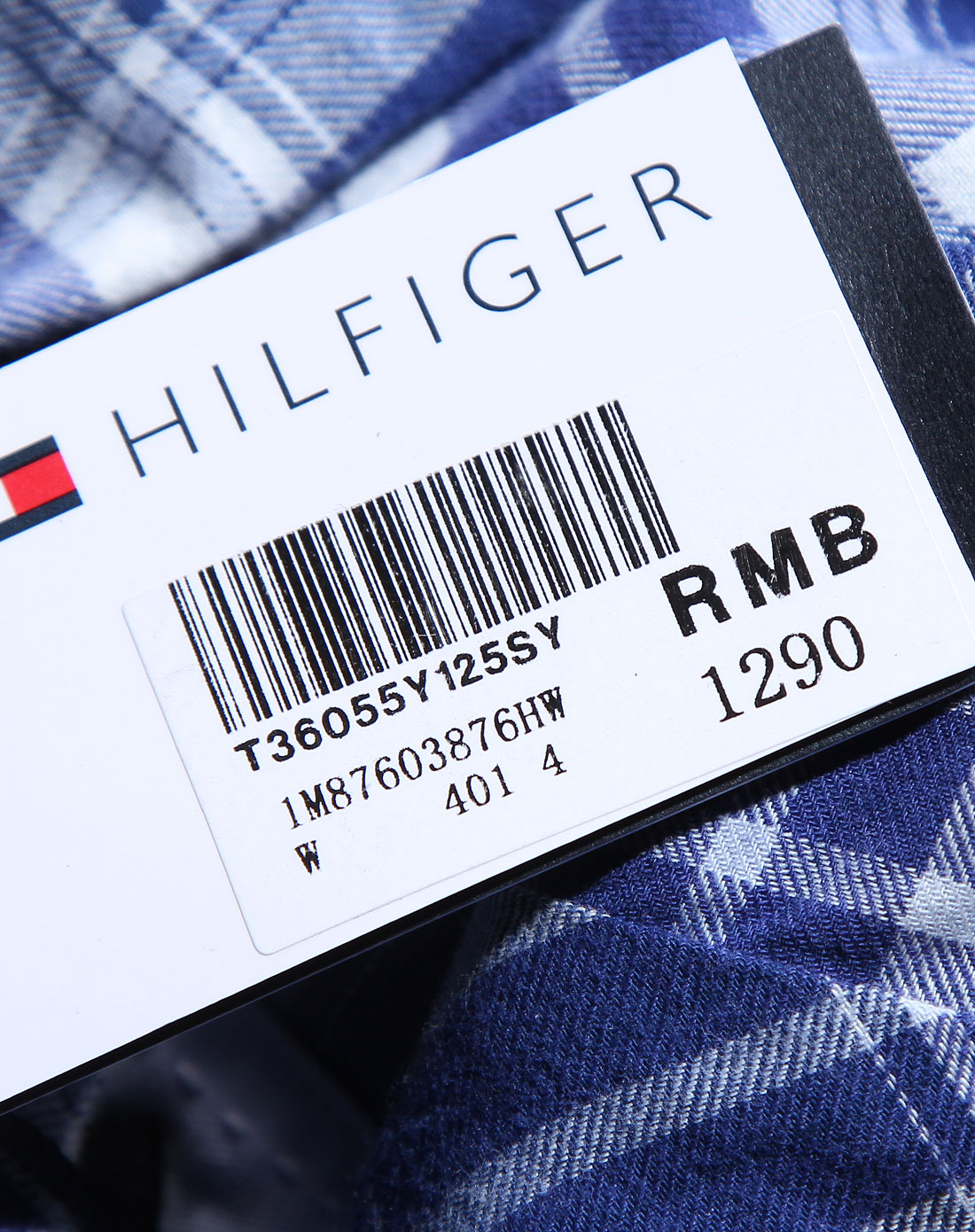 tommy hilfiger蓝色格子拼接时尚长袖衬衫1m87603876hw401_唯品会