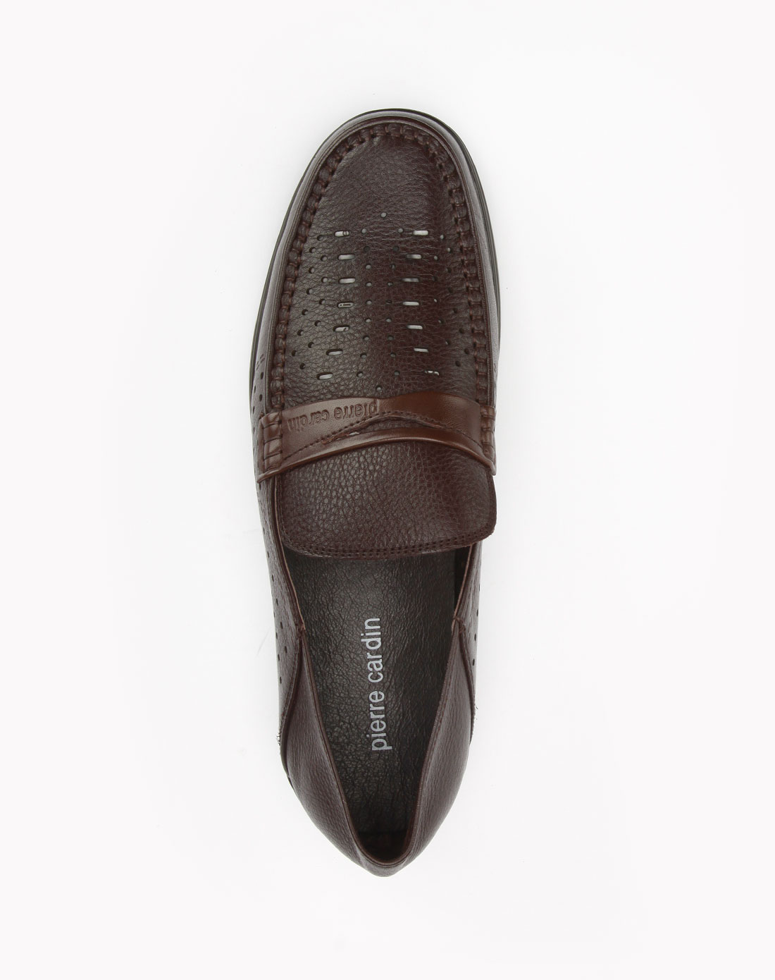 皮尔·卡丹pierre cardin-啡色镂空时尚牛皮鞋0