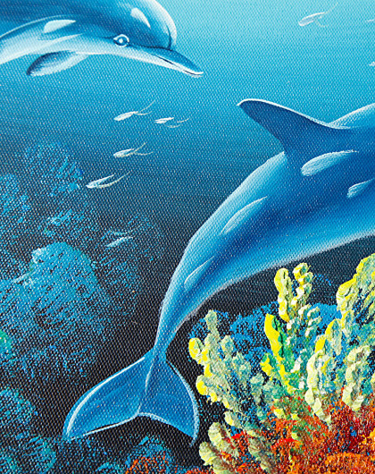 海豚-纯手绘油画(单幅)