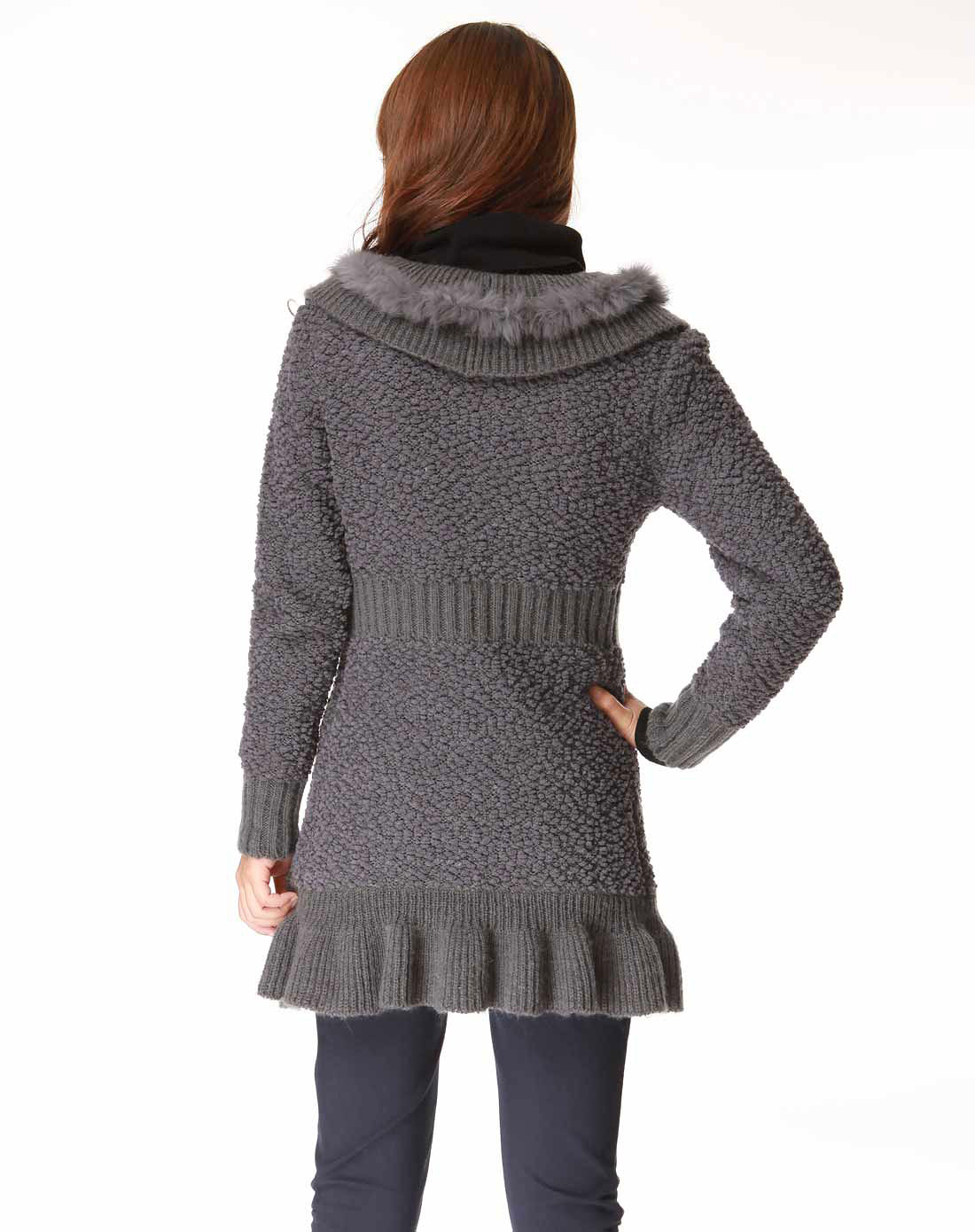 sa<em>灰色</em>宽松<em>开衫毛衣</em>外套se108503000c