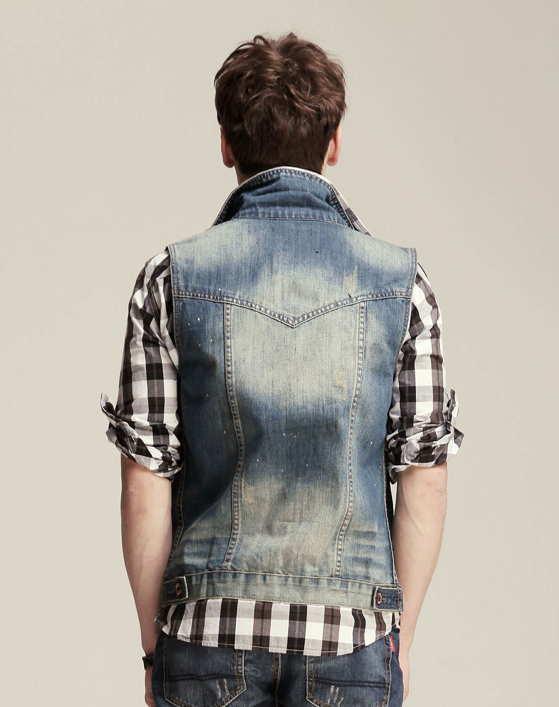 艾夫斯男款专场深牛仔<em>蓝马甲</em>2111114300162