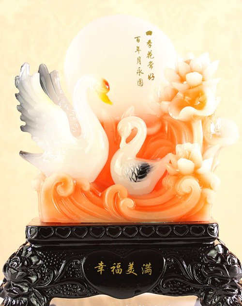 伊加 仿白玉天鹅工艺摆件 幸福美满