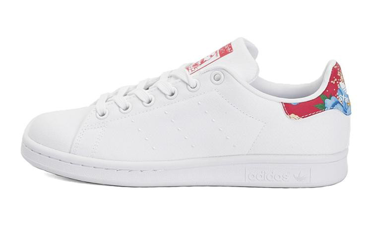 阿迪达斯adidas 三叶草stan smith 女款白配红色板鞋