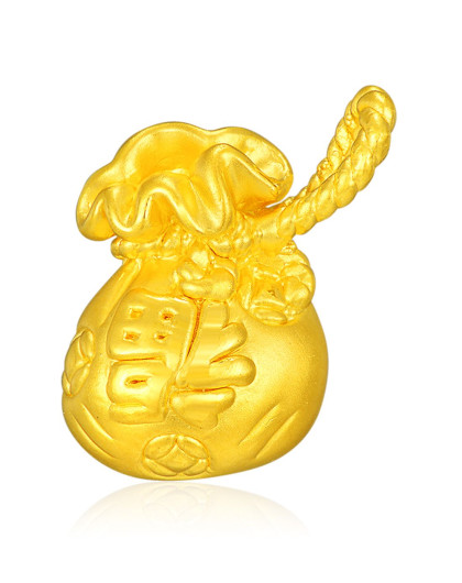中国黄金 3d硬足金 福字金钱袋吊坠(赠挂绳 约1.35克