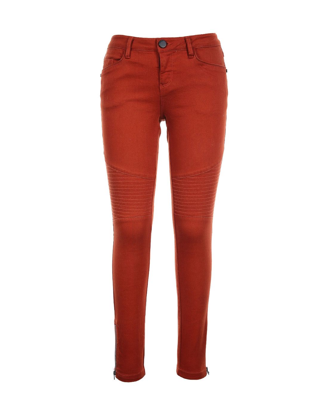 铁锈红色时尚修身牛仔裤