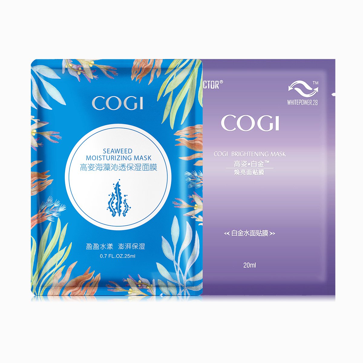 高姿cogi 水嫩焕颜面膜38片装 海藻面膜 白金焕白面膜