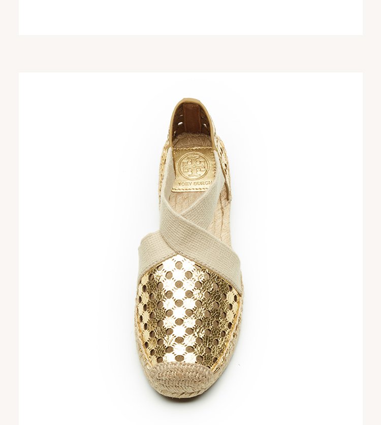 女款金色镂空拼接编织渔夫鞋金色  品牌名称: 托里·伯奇 商品名称: