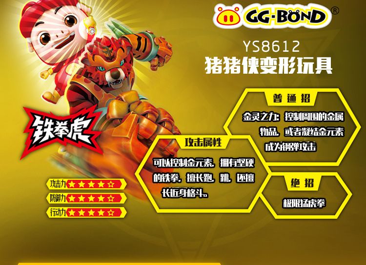猪猪侠ggbong 变形神兽-铁拳虎 红色