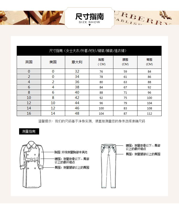 burberry男装专场 burberry男士深蓝色修身裁剪牛仔裤  商品尺码 size