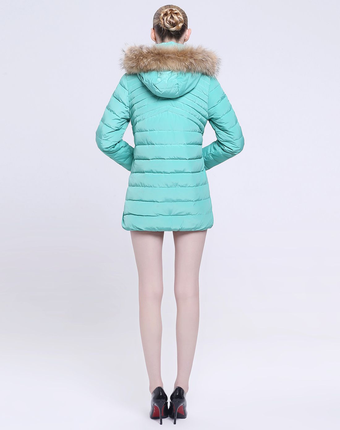 最后约惠-女人我最大专场女款浅绿色连帽双排