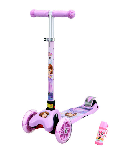 迪士尼滑板车儿童折叠滑板车紫色苏菲亚送水杯