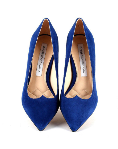 2016年新品深蓝色绒面羊皮革时尚单鞋