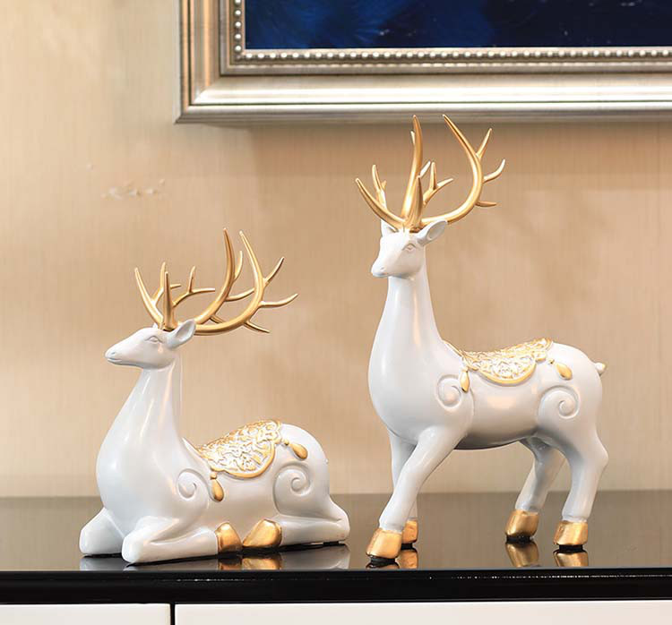 招财鹿创意欧式家居电视柜客厅装饰品摆件美式玄关
