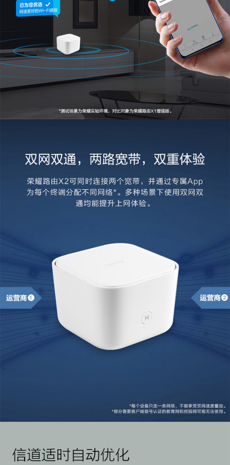 荣耀路由器x2 双核双千兆无线智能路由 家用wifi无线穿墙 5g双频