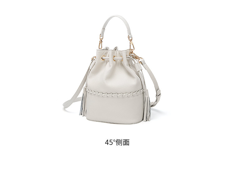 【头层牛皮】抽绳流苏水桶包单肩包手提包包女式斜挎包女包