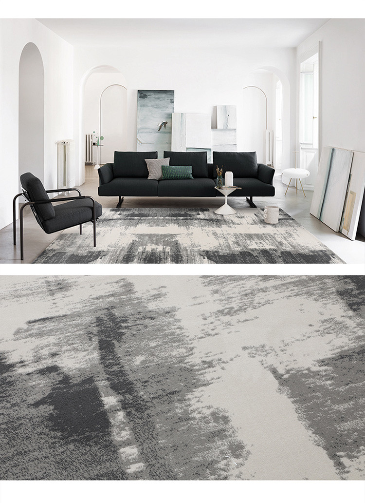 北欧风格家居灰色地毯卧室现代简约客厅沙发茶几卧室