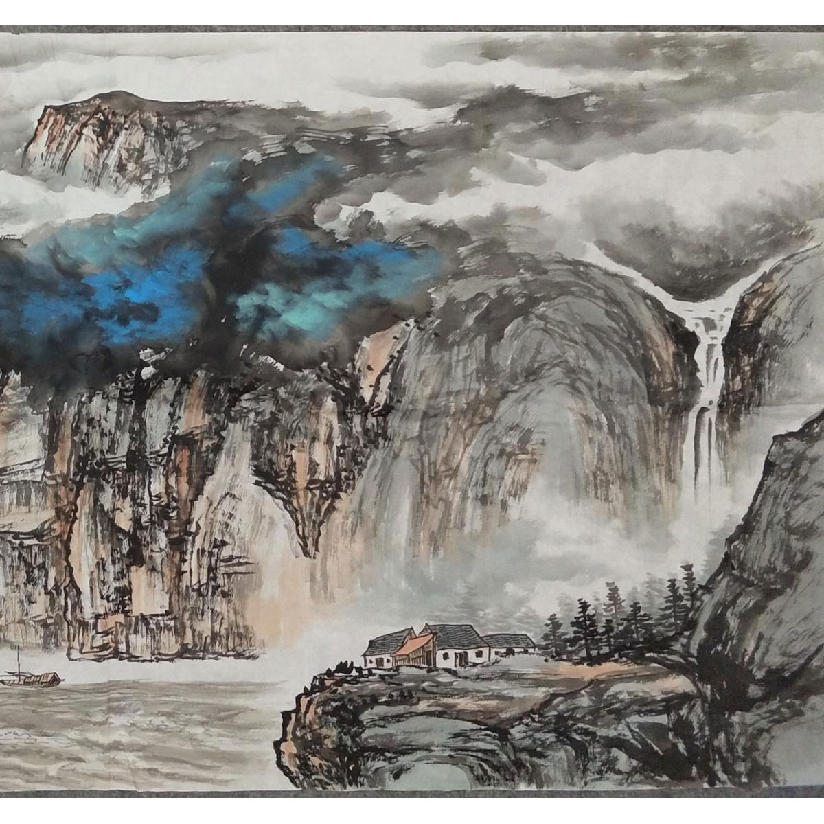 艺术家手绘真迹 于海华作品 峡江云涌 山水国画客厅装饰画挂画