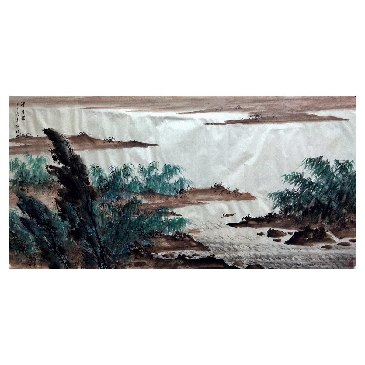张栋作品 高山流水 山水国画玄关客厅装饰画沙发背景墙挂画壁画