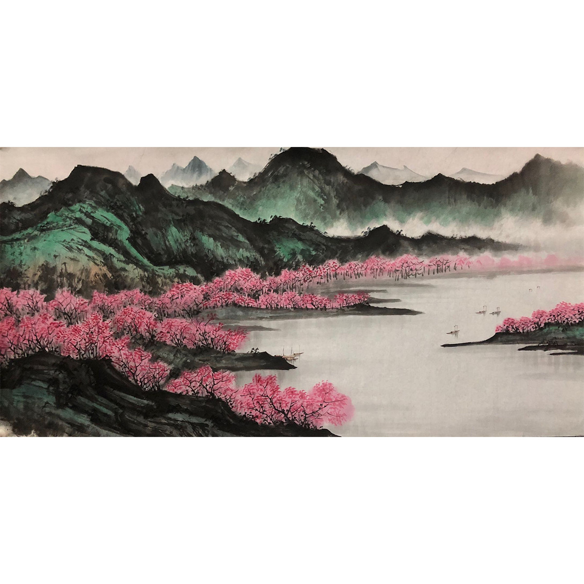 艺术家手绘真迹 张栋作品 江南春晓 山水国画客厅装饰画挂画