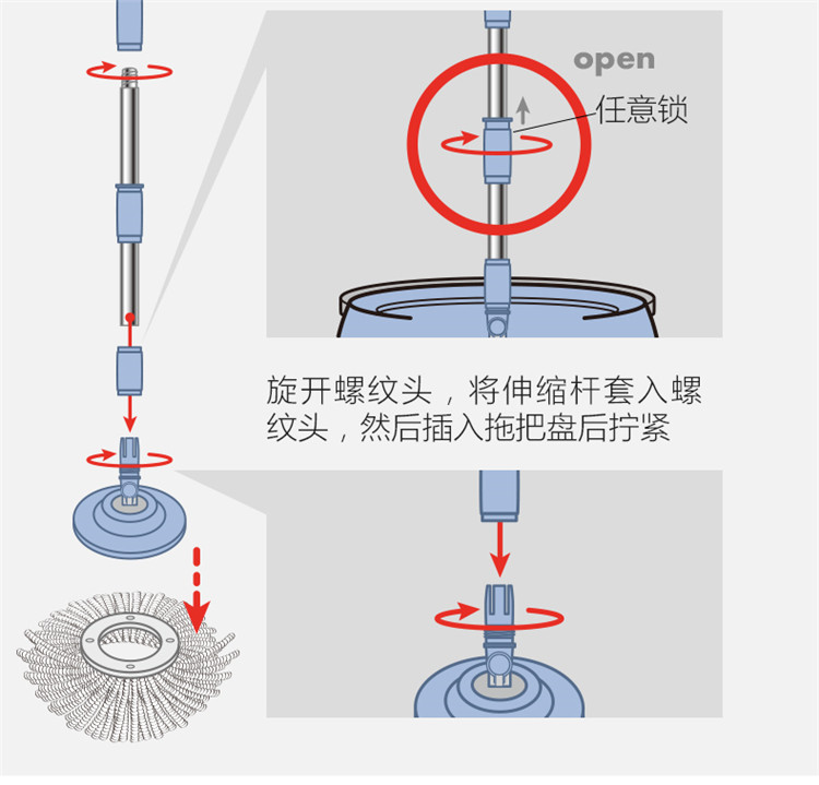 可拆卸西班牙进口免手洗旋转拖把利快单桶双驱动懒人地拖清洁拖布