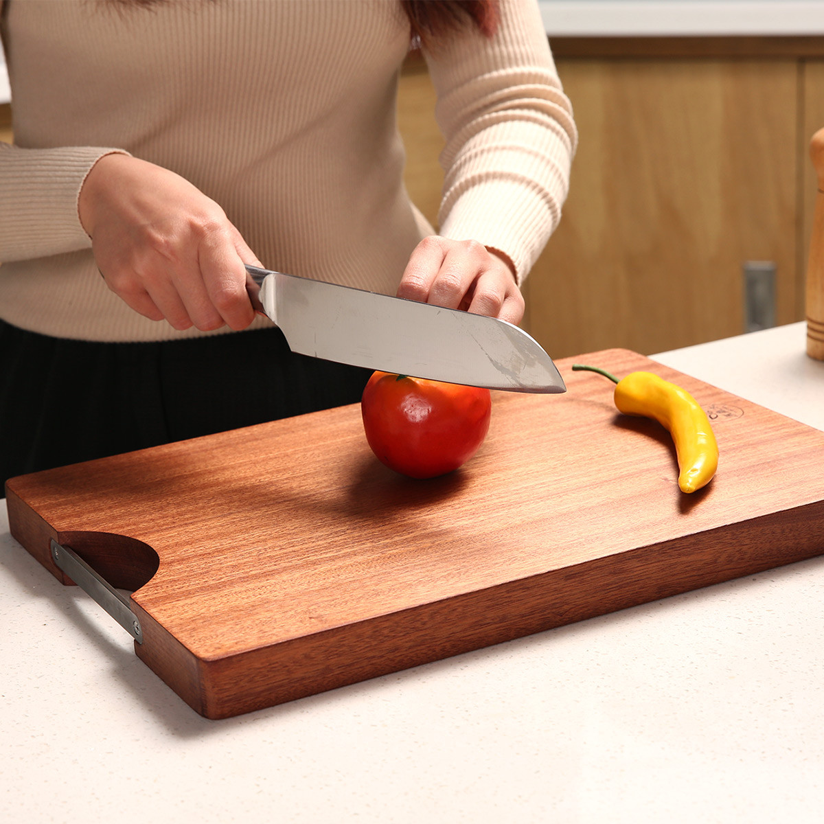 原森太菜板砧板实木家用进口乌檀木切水果案板面板粘板刀板切菜板