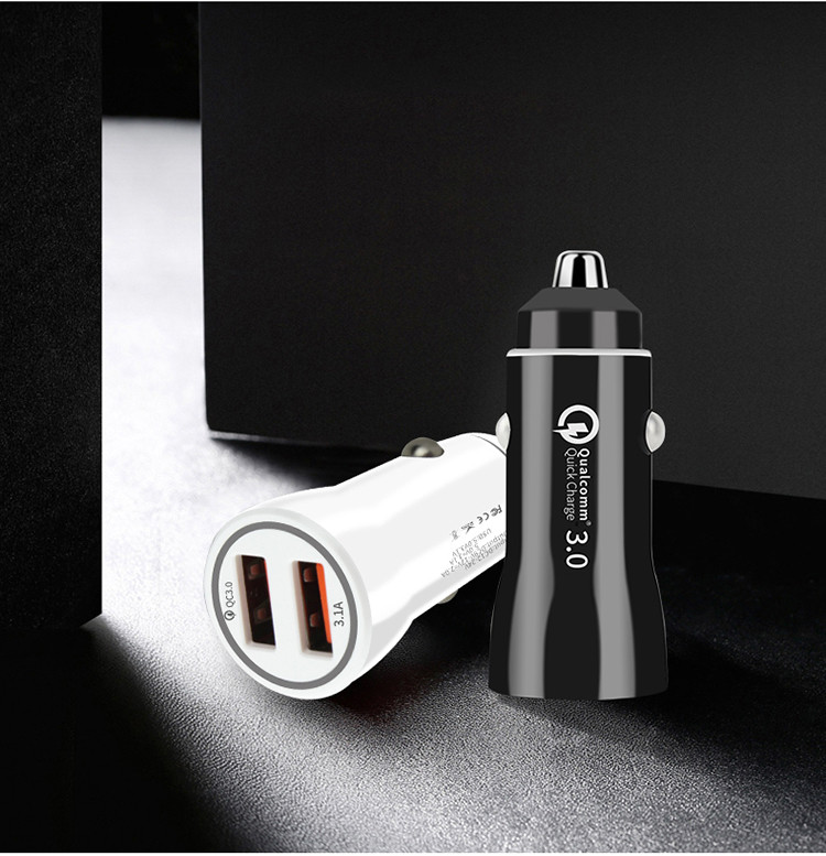 汽车车载充电器点烟器3.1a双usb一拖二三数据线手机快充汽车用品