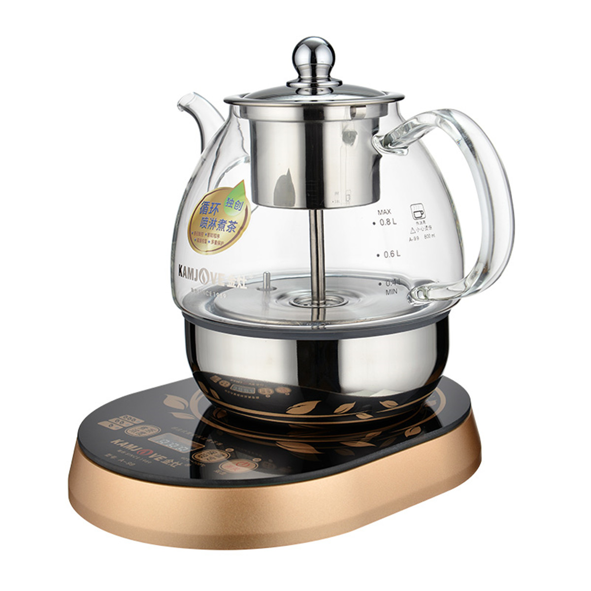 金灶全自动煮茶器 蒸汽煮茶器 黑茶煮茶壶 玻璃养生花