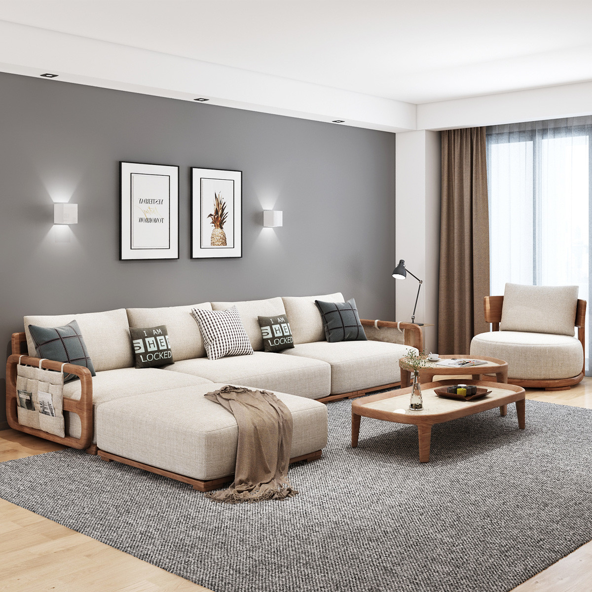 厅沙发样板间北欧简约三人布艺价格质量 哪个牌子比较