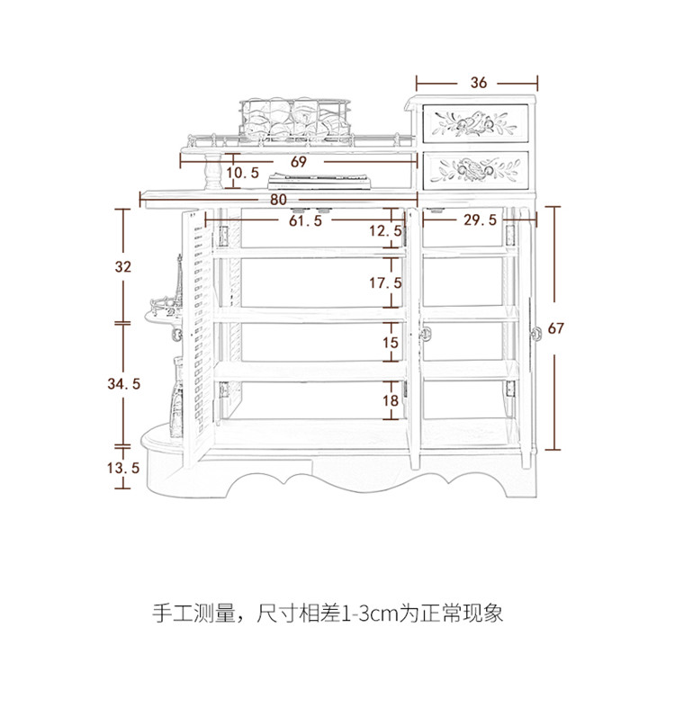 手绘美式乡村鞋柜物品收纳柜新款家用客厅储物柜装饰柜民宿双面玄关间