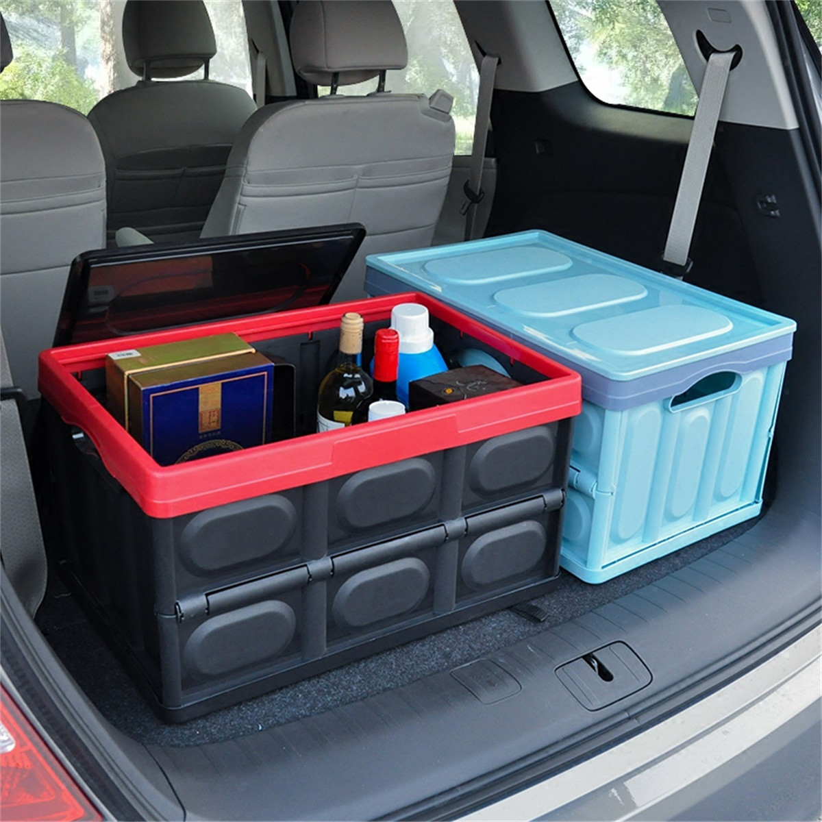 汽车后备箱收纳箱储物箱车内杂物收纳盒车载置物用品多功能整理箱