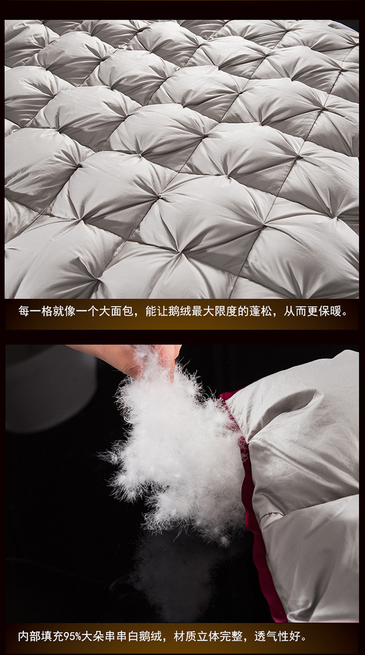 奢华生态羽绒被全棉立衬扭花工艺95白鹅绒被出口欧美原单外观飞边扭花