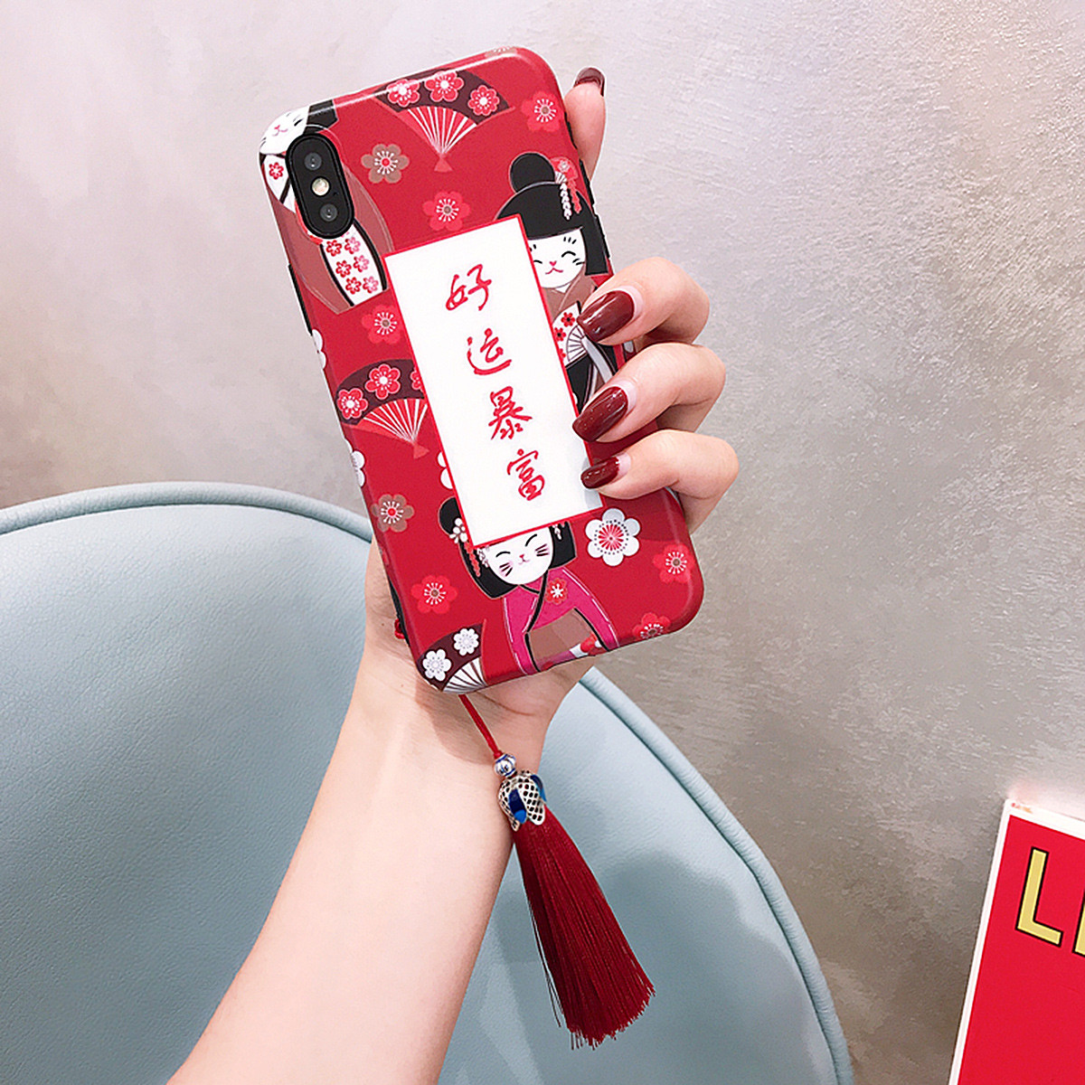中国风苹果8plus手机壳诸事皆顺iphone6s全包防摔6p潮牌情侣网红同款7