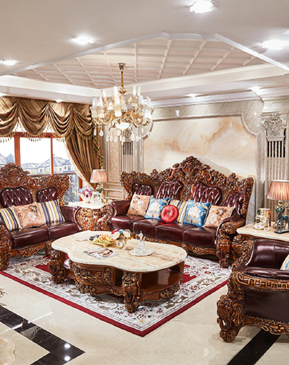 1欧式别墅客厅大象款真皮沙发组合奢华吉象如意高档家具