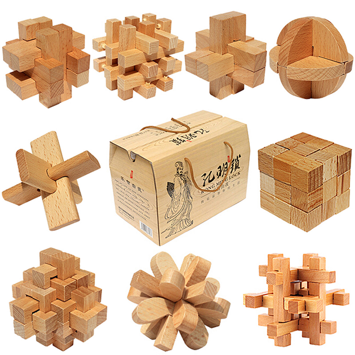 孔明锁儿童学生积木拼装玩具古典益智减压鲁班锁25件套