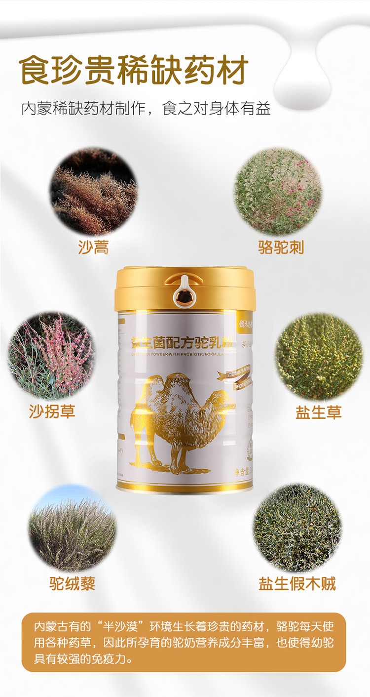 内蒙古骆驼奶益生菌高钙纯骆驼奶粉中老年成人奶粉300g