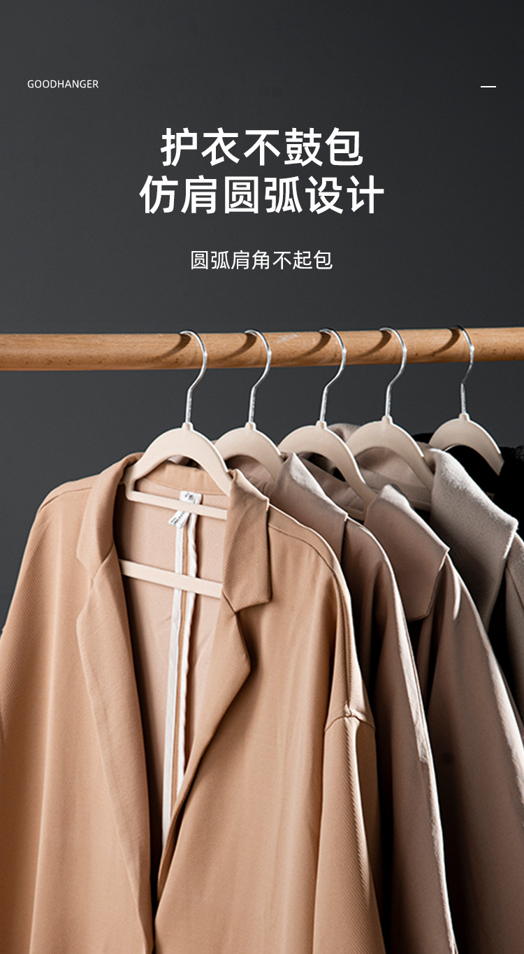 植绒衣架家用挂衣干湿两用防滑肩无痕衣撑衣柜收纳整理师专用衣挂