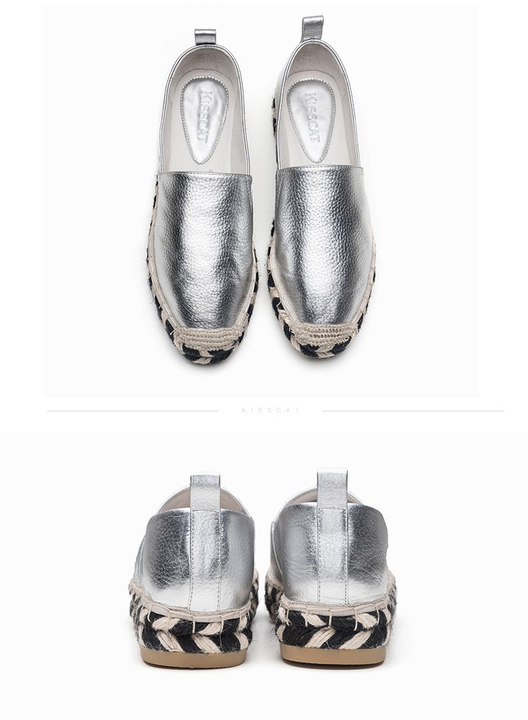 跟休闲渔夫鞋  品牌名称: 接吻猫 商品名称: 2017年头层牛皮小圆头前