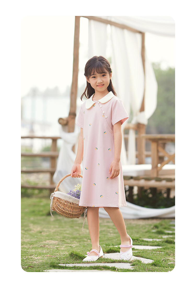 新款儿童夏装裙子可爱小清新小女孩短袖连衣裙复古中国风汉服女童