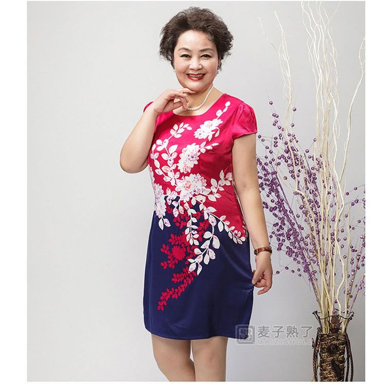 麦子熟了 中老年女装连衣裙妈妈装40-50岁大码女装连衣裙