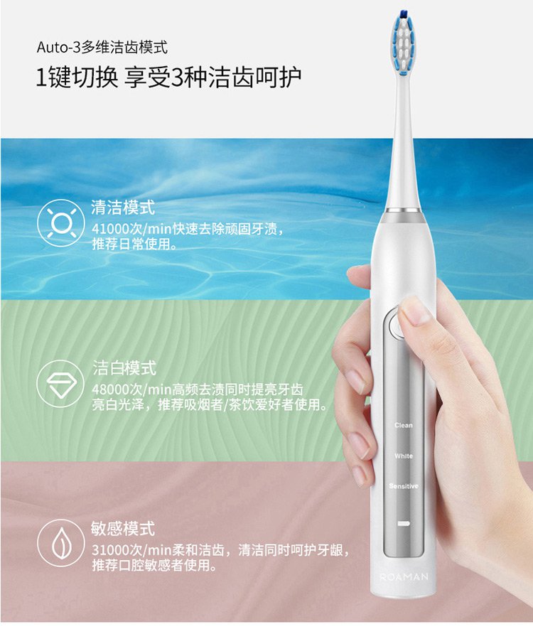 罗曼rm-st051感应式充电防水成人声波电动牙刷