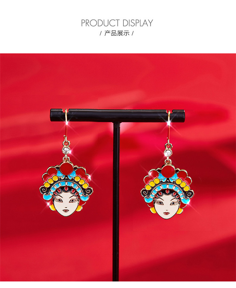 t400耳环国潮时尚京剧头冠奢华款耳环耳钉小礼物配饰个性脸谱耳环