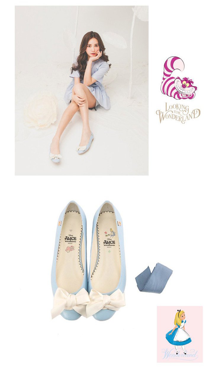 gracegift 迪士尼disney蝴蝶结平跟休闲浅口女单鞋