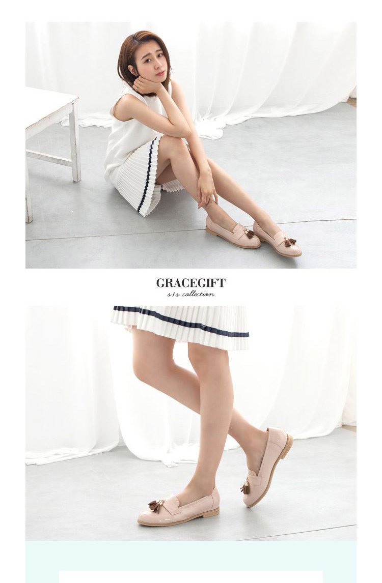 品牌名称: gracegift 商品名称: 经典双流苏甜美乐福鞋浅口女单鞋