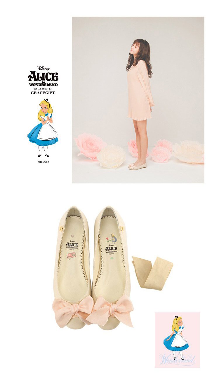 迪士尼联名gracegift鞋包专场 迪士尼disney蝴蝶结平跟休闲浅口女单鞋